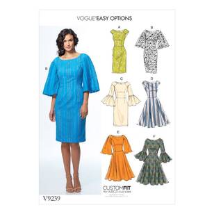 Vogue Pattern V9239 Misses Princess Seam Dresses With Sleeve And Skirt Variations