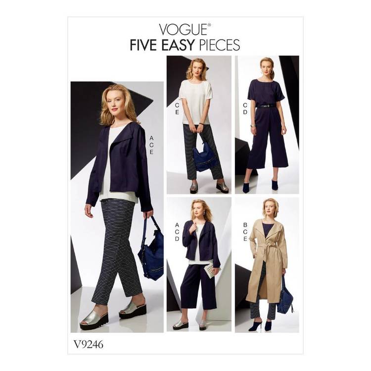 Vogue Pattern V9246 Misses Drop-Shoulder jackets, Belts, Top With Yokes, And Pull-On Pants