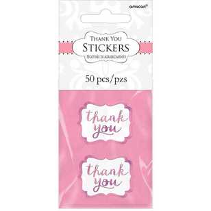 Amscan Thank You Stickers New Pink