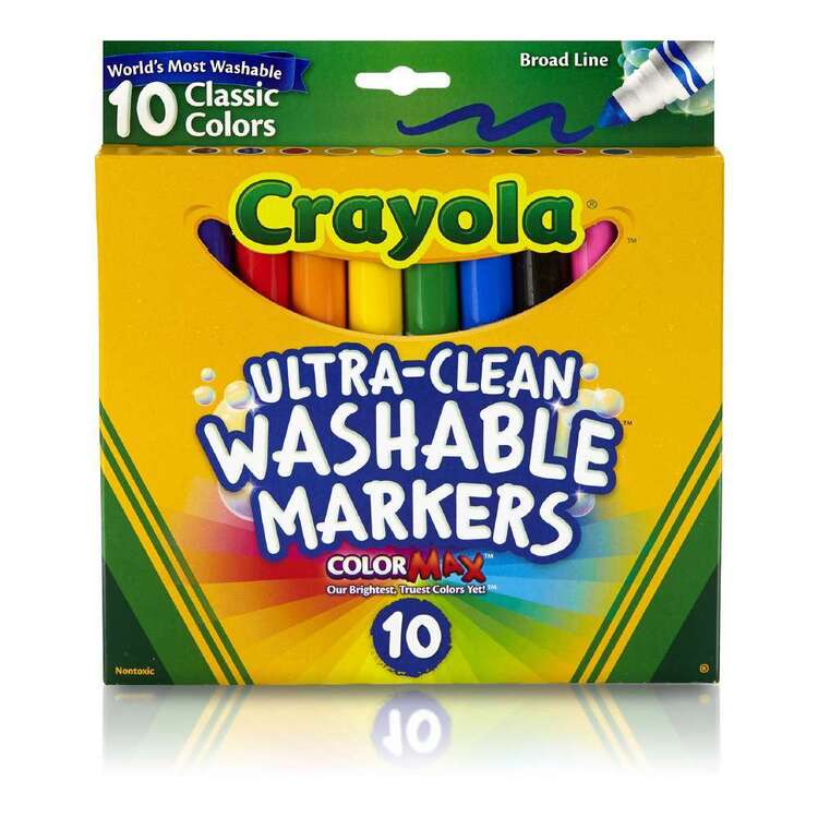 Crayola Ultra Clean 10 Washable Broad Line Markers Set Multicoloured