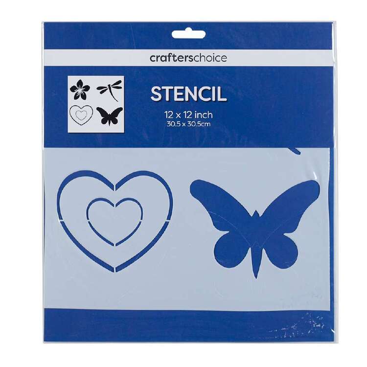 Crafters Choice Floral And Insects Stencil White 12 x 12 in