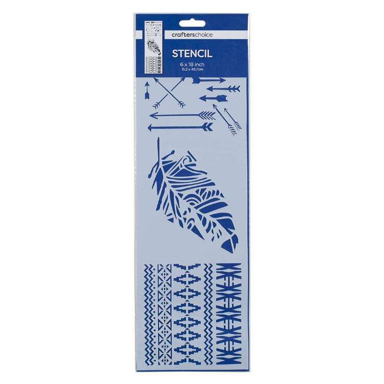 Crafters Choice Aztec And Feather Stencil White 6 x 8 in