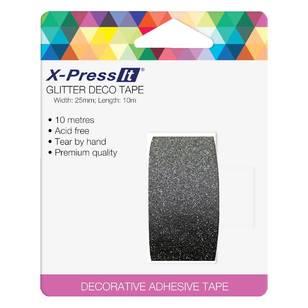X-Press It Glitter Deco Tape Black 25 mm x 10 m