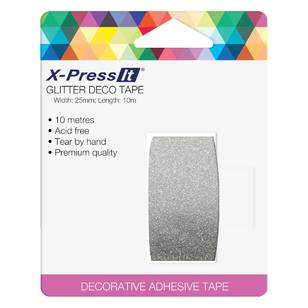 X-Press It Glitter Deco Tape Silver 25 mm x 10 m