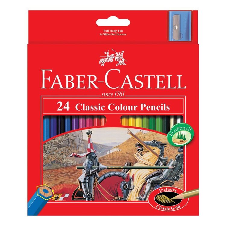 Faber-Castell Classic Colour Pencils With Sharpener 24 Pack