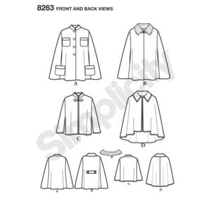 Simplicity Pattern 8263 Capes & Capelets X Small - X Large