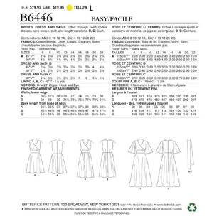 Butterick Sewing Pattern B6446 Dresses White