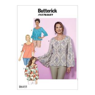 Butterick Sewing Pattern B6455 Sleeve Tops White