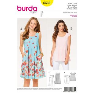 Burda 6532 Misses' Loose Dress Pattern White 8 - 20