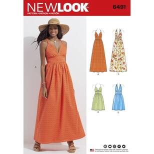 New Look Pattern 6491 Misses' Dresses in Two Lengths with Bodice Variations 10 - 22