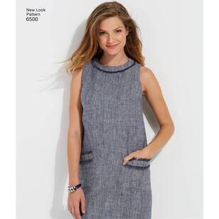 New Look Pattern 6500 Misses' Dress with Neckline, Sleeve, and Pocket Variations 10 - 22