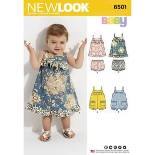 New Look Sewing Pattern 6501 Babies' Dress and Romper White NB - Large