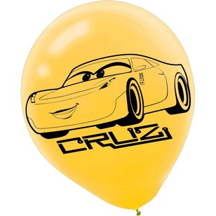 Cars 3 Latex Balloons 6 Pack Red & Yellow 30 cm
