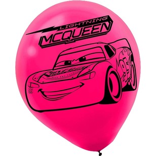 Cars 3 Latex Balloons 6 Pack Red & Yellow 30 cm