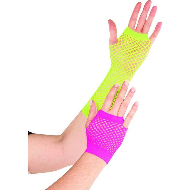 Amscan 80's Neon Fishnet Gloves