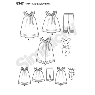 Simplicity Pattern 8347 Dress, Top, Capris & Stuffed Bunny 0.5 - 4