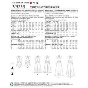 Vogue Pattern V9259 Romper & Jumpsuit