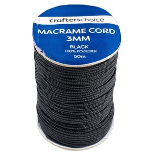Crafters Choice Black Macrame Cord  Black 50 m
