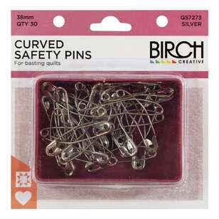 Birch Curved Safety Pins Grey 38 mm