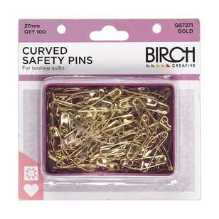 Birch Curved Safety Pins Gold 27 mm