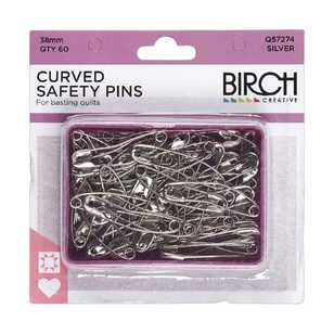 Birch Steel Curved Safety Pins Grey 38 mm