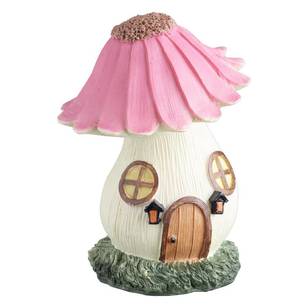 Fairy Garden Fairy Flower House Figurine Cream & Pink