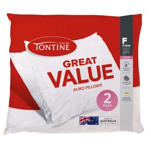 Tontine Great Value European Pillow 2 Pack White European