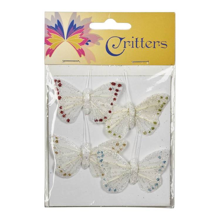 Critters Butterfly White Glitter 5 cm