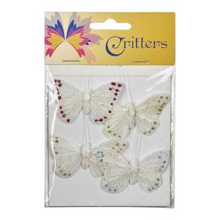Critters Butterfly White Glitter 5 cm