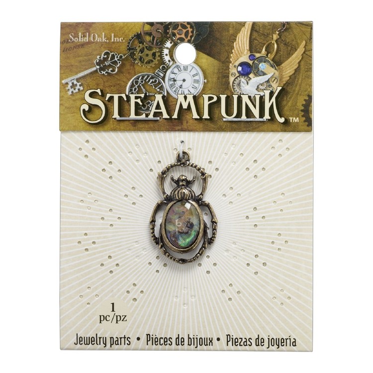 Steampunk Beetle With Paua Shell Antique Gold 2 mm