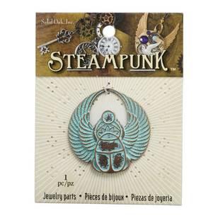 Steampunk Winged Scarab Verdigris 40 mm