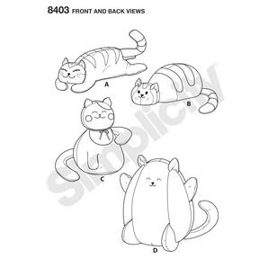 Simplicity Pattern 8403 Stuffed Kitties