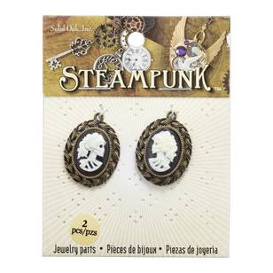 Steampunk SM Skull Cameos 2 Pack Antique Gold 4 mm