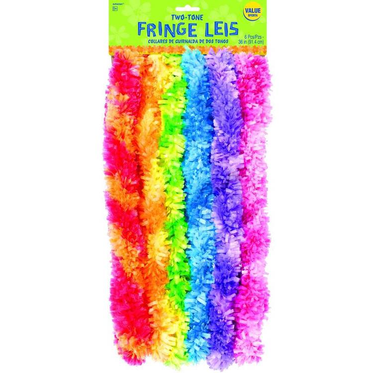Amscan Two Tone Fringe Leis Rainbow