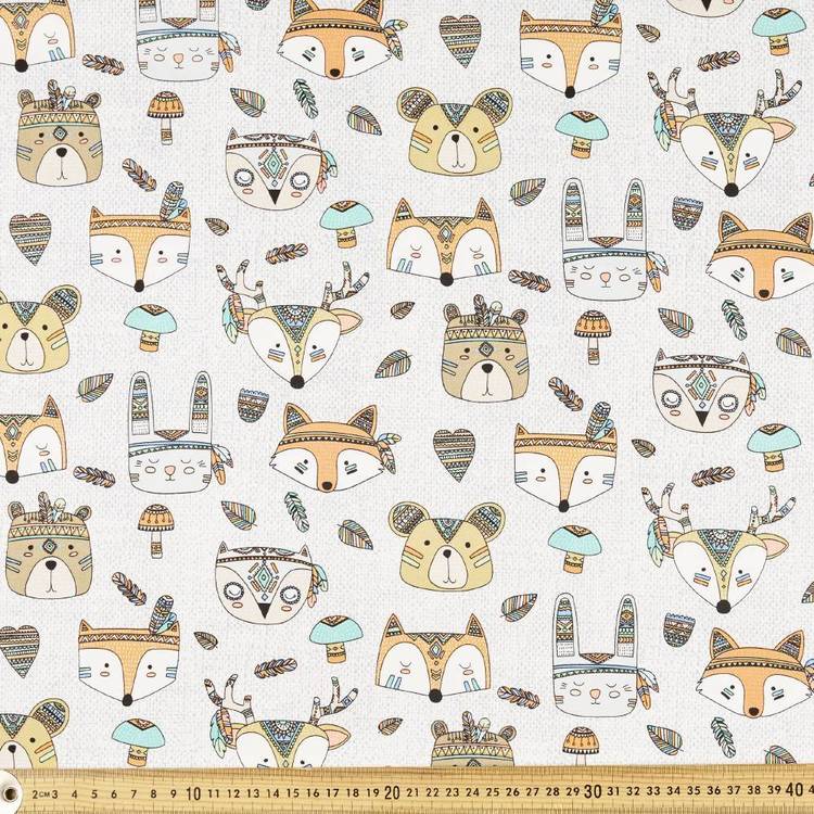 Tribal Animal Faces Montreaux Drill Fabric