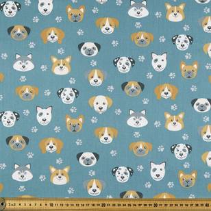 Dog Heads Montreaux Drill Fabric Teal 112 cm