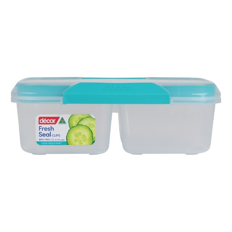 Décor Fresh Seal Clips 2 L Divided Container Teal 2 L