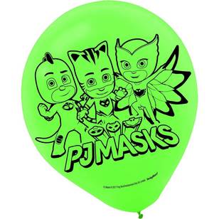 PJ Masks Latex Balloons 6 Pack Red, Blue & Green 12 in