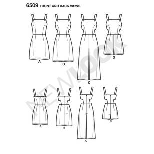 New Look Pattern 6509 Misses' Jumper, Romper, and Dress with Bodice Variations 6 - 18