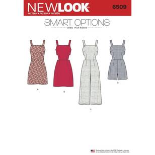 New Look Pattern 6509 Misses' Jumper, Romper, and Dress with Bodice Variations 6 - 18