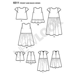New Look Pattern 6511 Misses' Tops With Length and Sleeve Variations 6 - 18