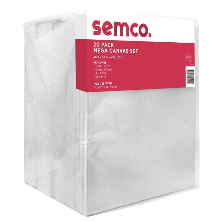 Semco Mega Canvas 20 Pack - HOT BUY White 16 x 20 in