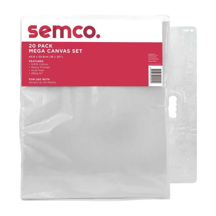 Semco Mega Canvas 20 Pack - HOT BUY White 16 x 20 in