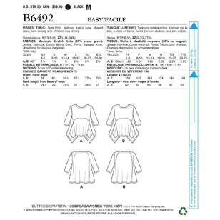 Butterick Pattern B6492 Misses' Loose Knit Tunics with Shaped Sides and Pockets