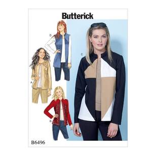 Butterick Pattern B6496 Misses' Jackets and Vest with Contrast and Seam Variations