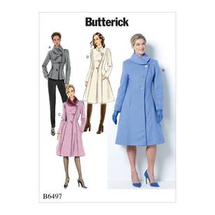 Butterick Pattern B6497 Misses'/Misses' Petite Jacket and Coats with Asymmetrical Front and Collar Variations