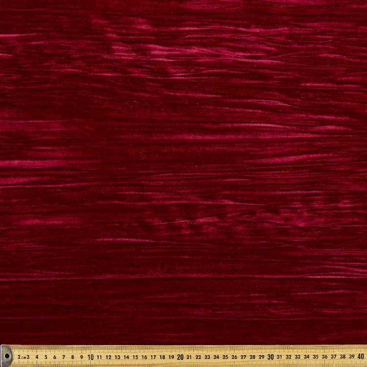 Plain Crinkle Velvet Fabric Crimson 125 cm