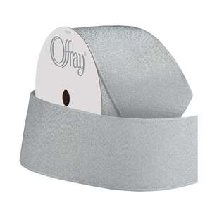 Offray Wired Luxury Ribbon Silver 38 mm x 2.7 m