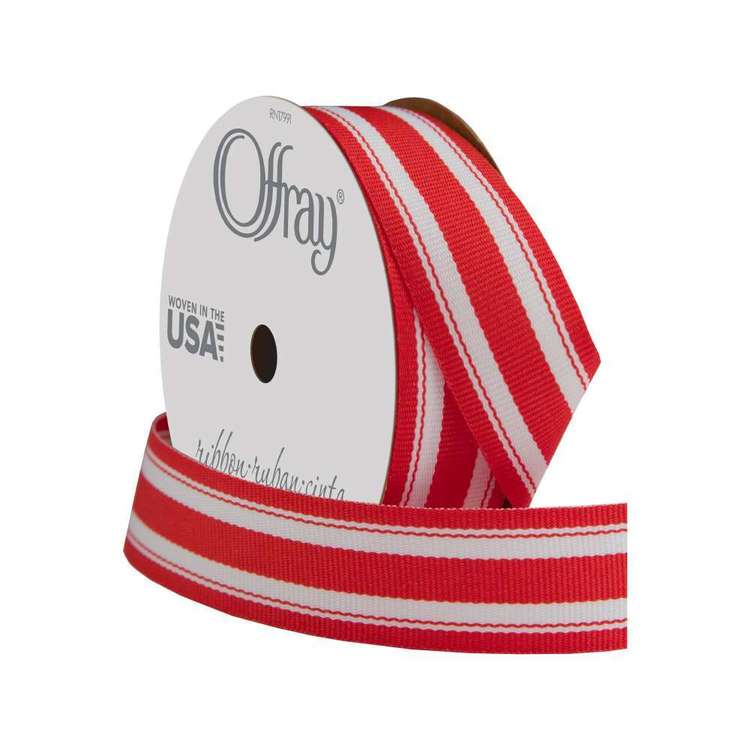Red Ribbon Mono Offray Mono Centre Stripe Ribbon Red | Spotlight Australia