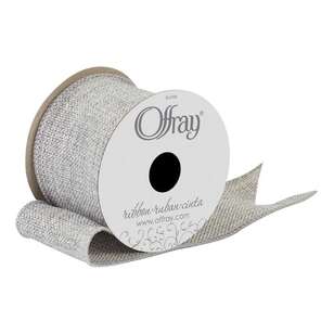 Offray Wired Sparkle Saddle Ribbon Grey 57 mm x 2.7 m